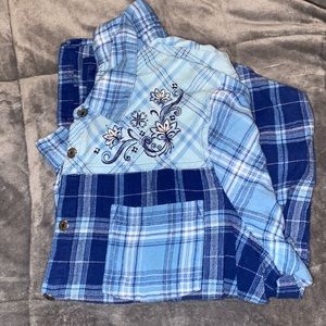 blue flannel with embroidery